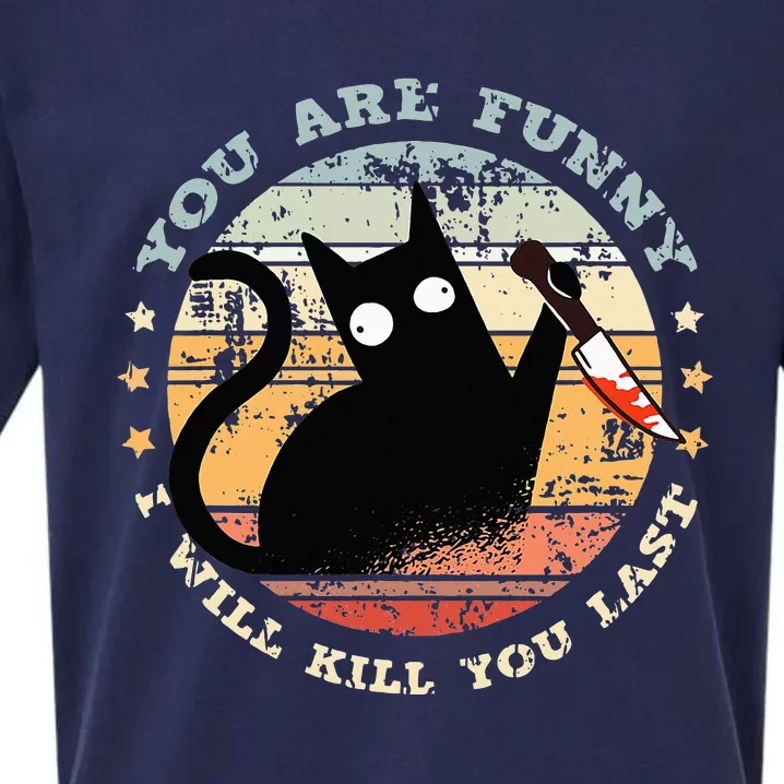 You Are Funny I Will Kill You Last Funny Cat Sueded Cloud Jersey T-Shirt