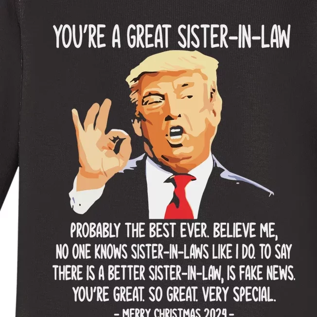 YouRe A Great Sister Inlaw Trump 2024 Christmas Baby Long Sleeve Bodysuit