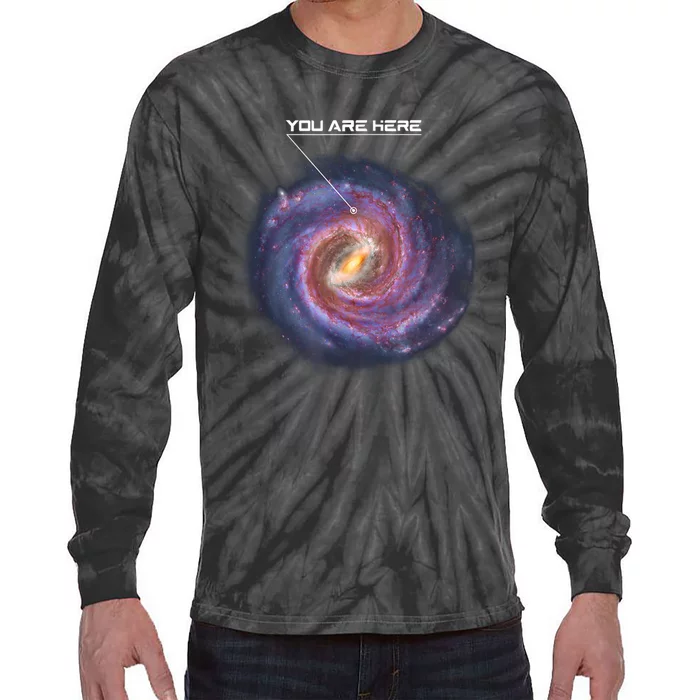 You Are Here Astronomy Milky Way Solar System Galaxy Space Tie-Dye Long Sleeve Shirt