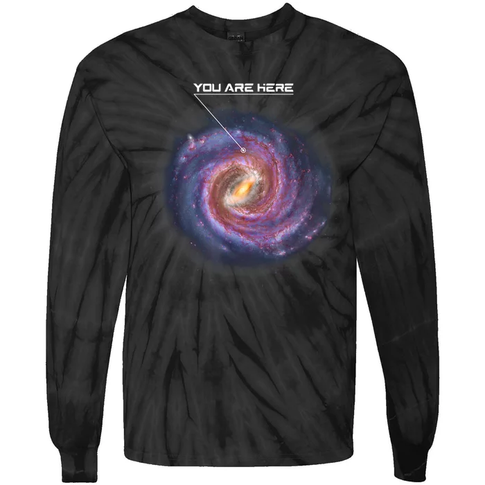 You Are Here Astronomy Milky Way Solar System Galaxy Space Tie-Dye Long Sleeve Shirt