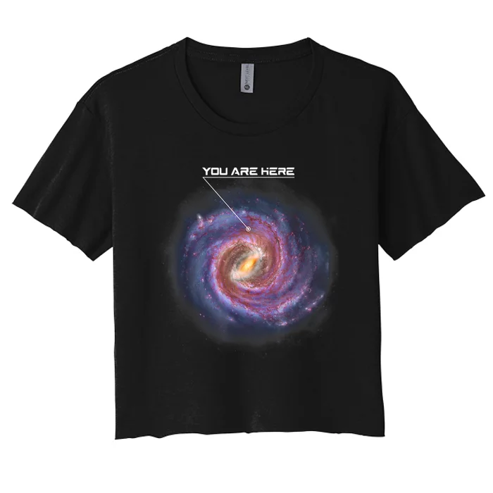 You Are Here Astronomy Milky Way Solar System Galaxy Space Women's Crop Top Tee