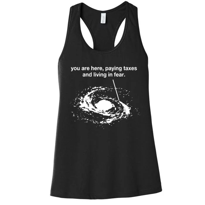 You Are Here Paying Taxes And Living In Fear Women's Racerback Tank