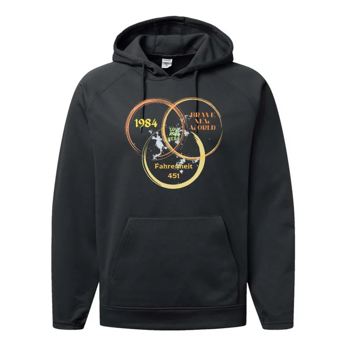 You Are Here 1984 Brave New World Dystopia Performance Fleece Hoodie