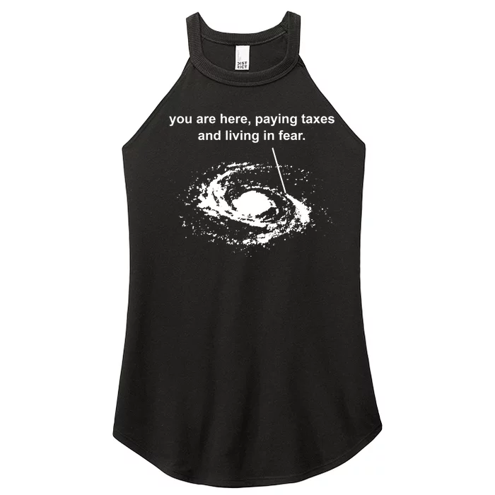 You Are Here Paying Taxes And Living Fear Women’s Perfect Tri Rocker Tank