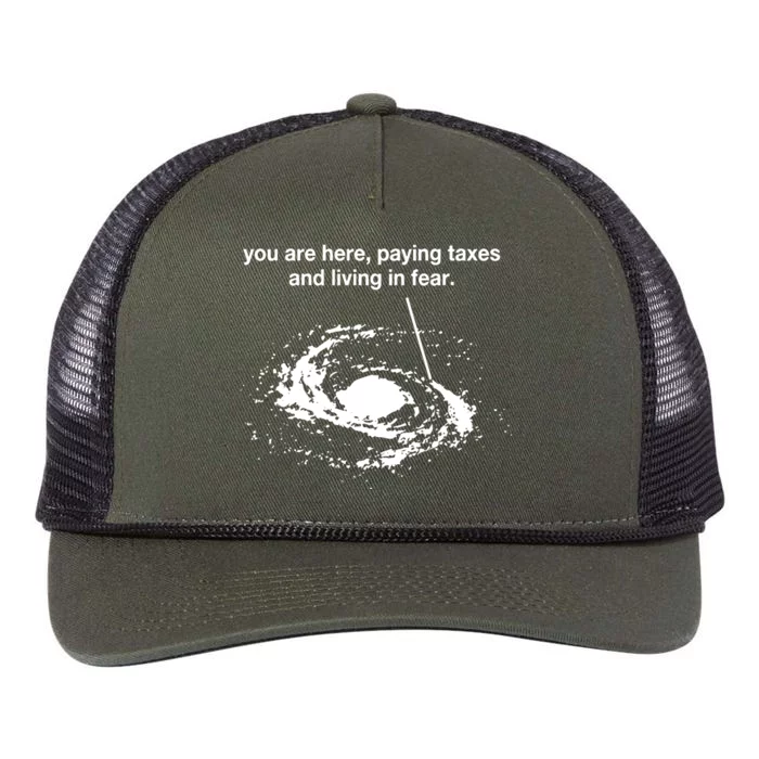 You Are Here Paying Taxes And Living In Fear Retro Rope Trucker Hat Cap