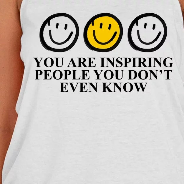 You Are Inspiring People You Don't Even Know Smile Face Women's Knotted Racerback Tank