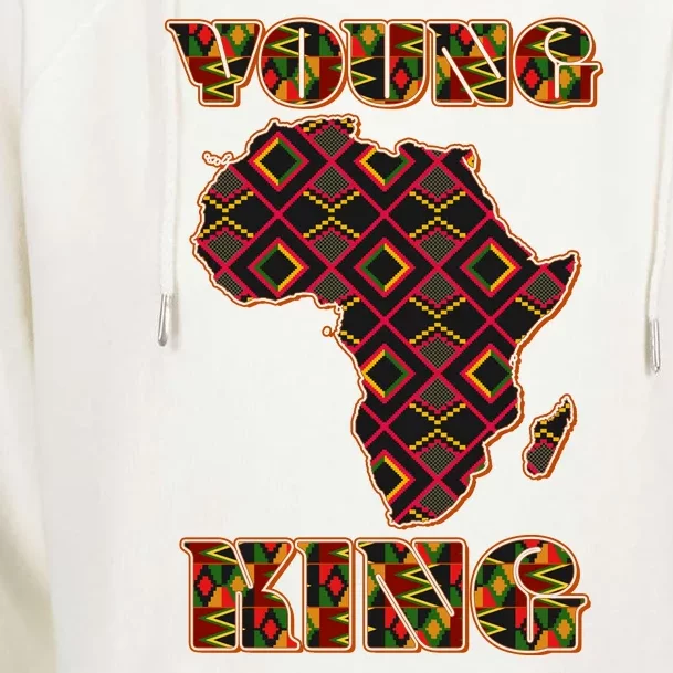 Young African King African Cloth Pattern Celebrating Black History Womens Funnel Neck Pullover Hood