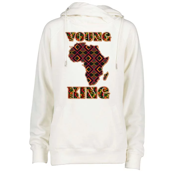 Young African King African Cloth Pattern Celebrating Black History Womens Funnel Neck Pullover Hood