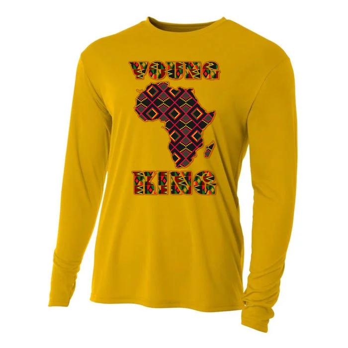 Young African King African Cloth Pattern Celebrating Black History Cooling Performance Long Sleeve Crew