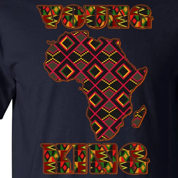 Young African King African Cloth Pattern Celebrating Black History Tall T-Shirt