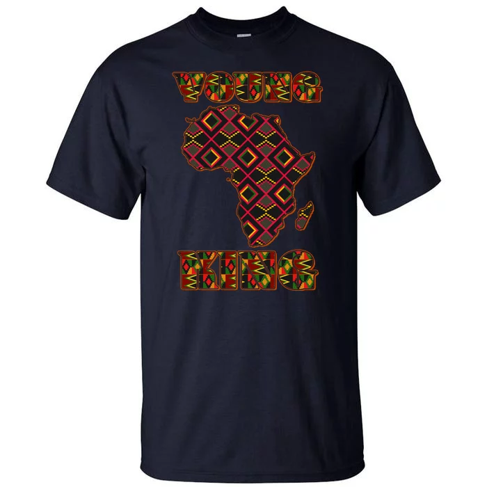 Young African King African Cloth Pattern Celebrating Black History Tall T-Shirt