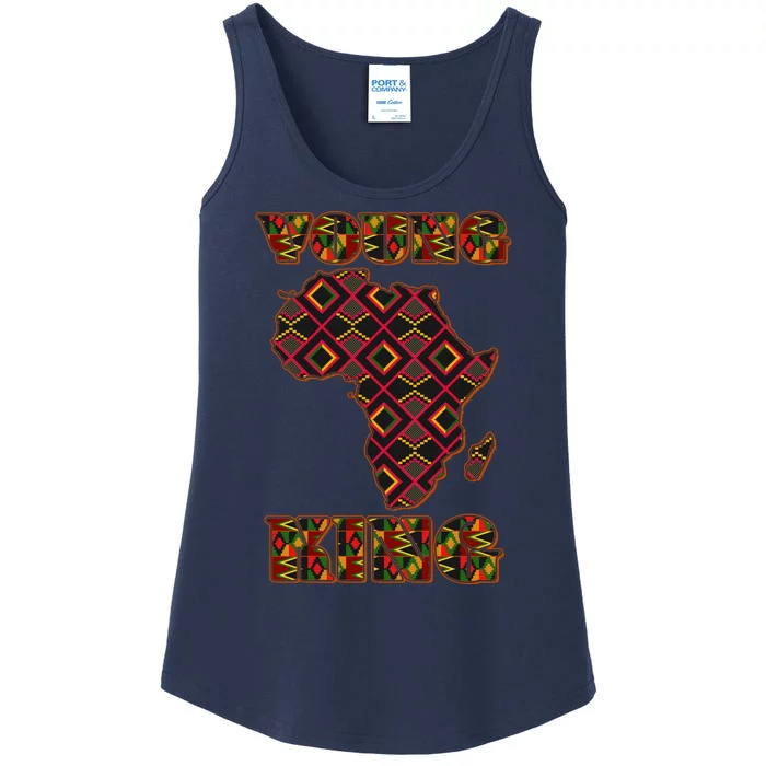 Young African King African Cloth Pattern Celebrating Black History Ladies Essential Tank