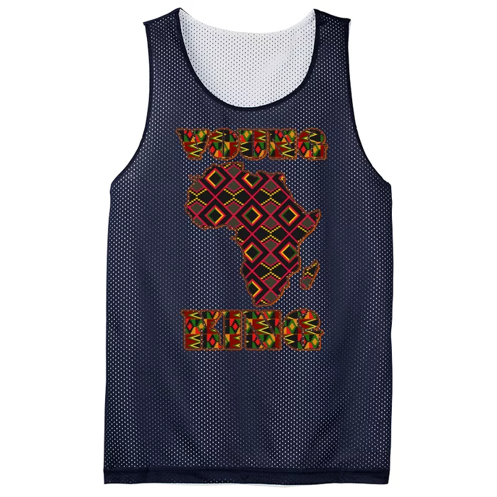 Young African King African Cloth Pattern Celebrating Black History Mesh Reversible Basketball Jersey Tank