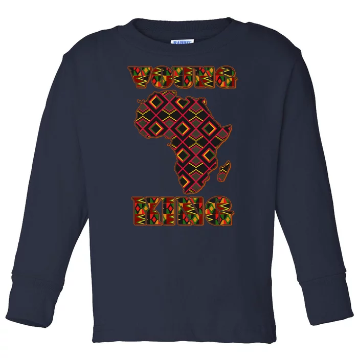 Young African King African Cloth Pattern Celebrating Black History Toddler Long Sleeve Shirt