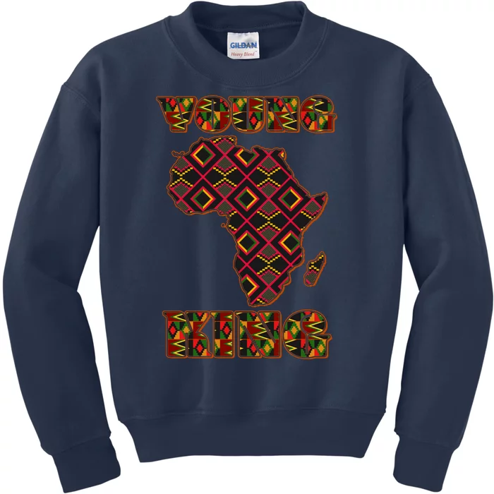 Young African King African Cloth Pattern Celebrating Black History Kids Sweatshirt