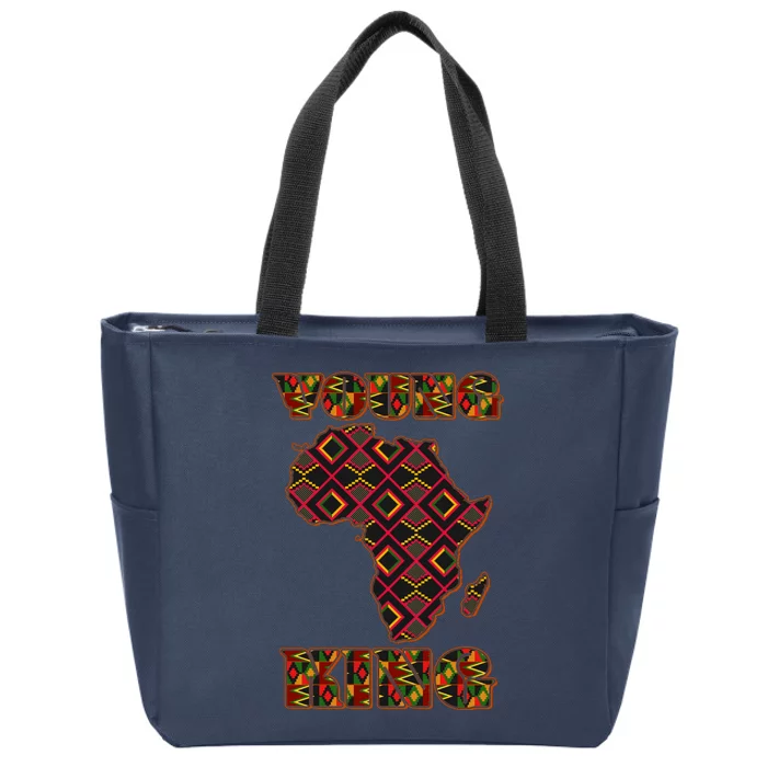 Young African King African Cloth Pattern Celebrating Black History Zip Tote Bag