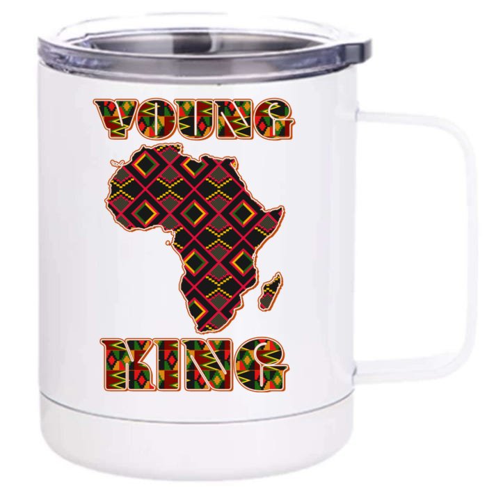 Young African King African Cloth Pattern Celebrating Black History Front & Back 12oz Stainless Steel Tumbler Cup