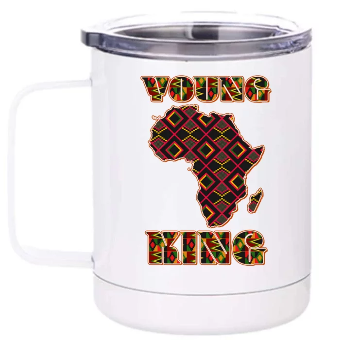 Young African King African Cloth Pattern Celebrating Black History Front & Back 12oz Stainless Steel Tumbler Cup