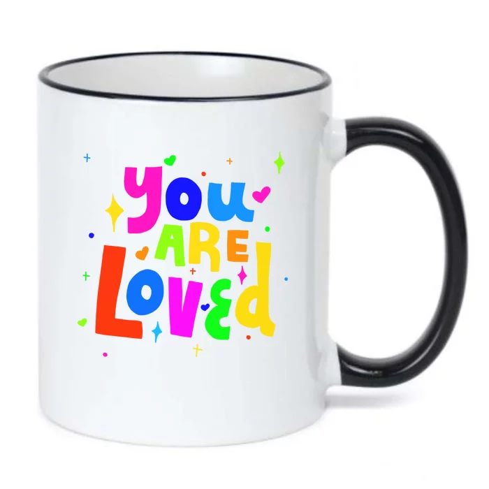 You Are Loved Colorful Quote Cute Gift Black Color Changing Mug