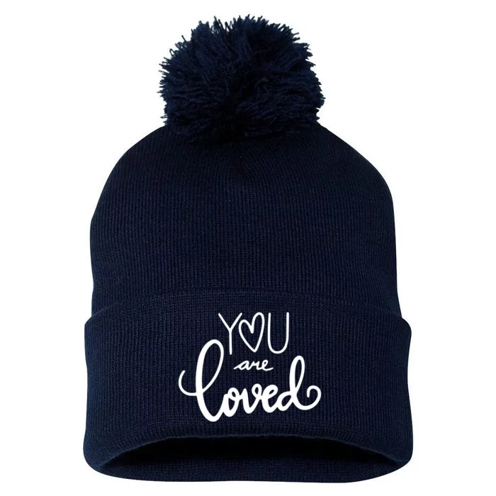 You Are Loved Cute Gift Pom Pom 12in Knit Beanie