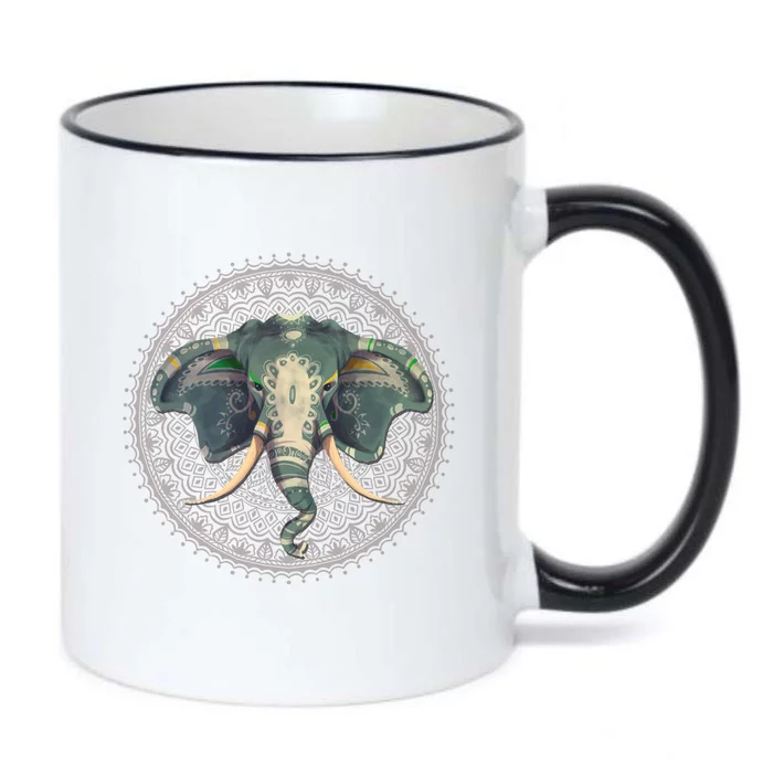 Yoga And Meditation Elephant Pose Hamsa Hand Sukhasna Cool Gift Black Color Changing Mug