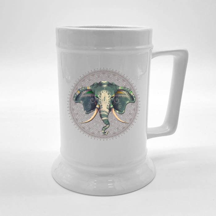 Yoga And Meditation Elephant Pose Hamsa Hand Sukhasna Cool Gift Front & Back Beer Stein