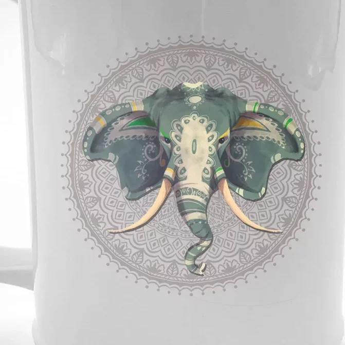 Yoga And Meditation Elephant Pose Hamsa Hand Sukhasna Cool Gift Front & Back Beer Stein