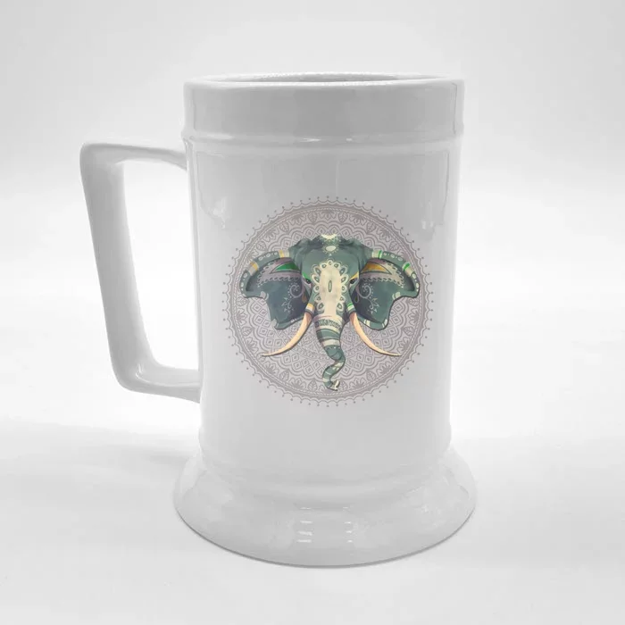 Yoga And Meditation Elephant Pose Hamsa Hand Sukhasna Cool Gift Front & Back Beer Stein