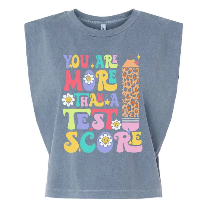 You Are More Than A Test Score Teacher Testing Day Groovy Garment-Dyed Women's Muscle Tee