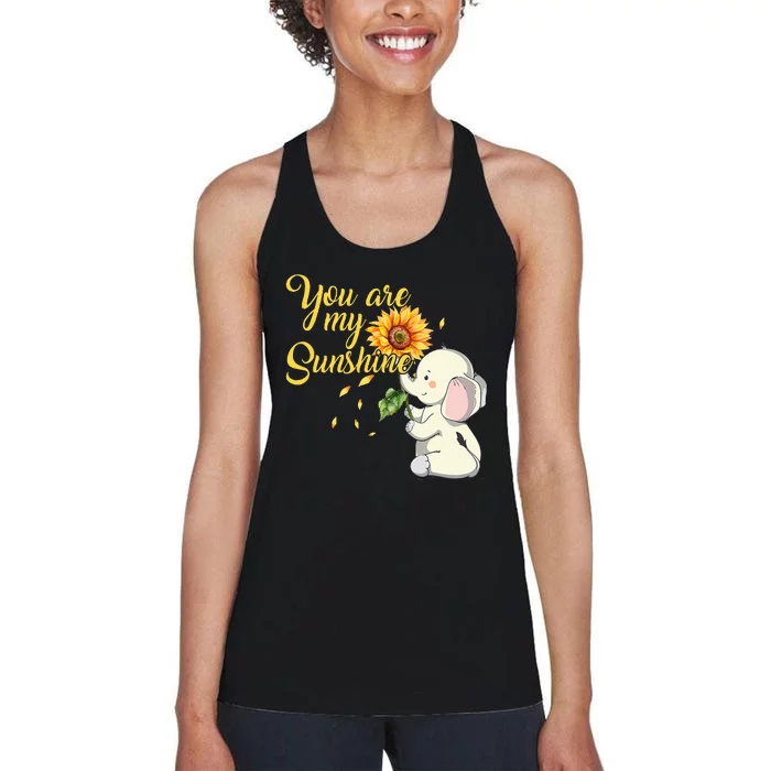 You Are My Sunshine Hippie Sunflower Elephant Women's Racerback Tank