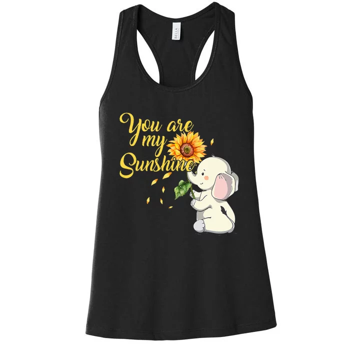 You Are My Sunshine Hippie Sunflower Elephant Women's Racerback Tank