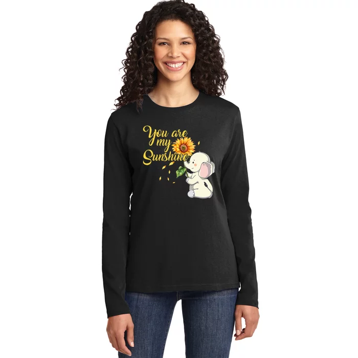 You Are My Sunshine Hippie Sunflower Elephant Ladies Long Sleeve Shirt