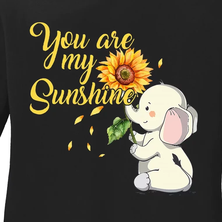 You Are My Sunshine Hippie Sunflower Elephant Ladies Long Sleeve Shirt