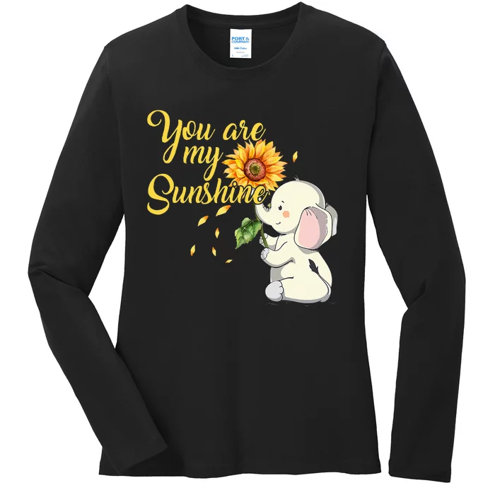 You Are My Sunshine Hippie Sunflower Elephant Ladies Long Sleeve Shirt