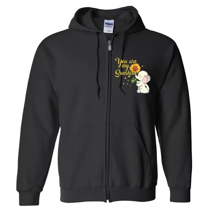 You Are My Sunshine Hippie Sunflower Elephant Full Zip Hoodie