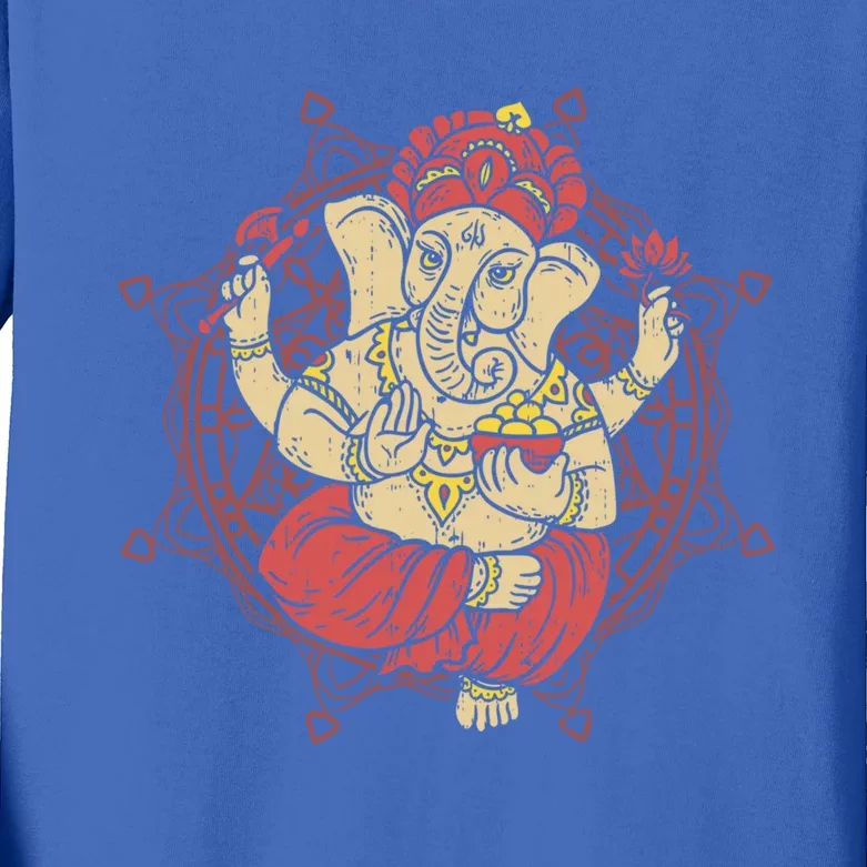 Yoga And Meditation Pose Hamsa Hand Ganesha Elephant Cool Gift Kids Long Sleeve Shirt