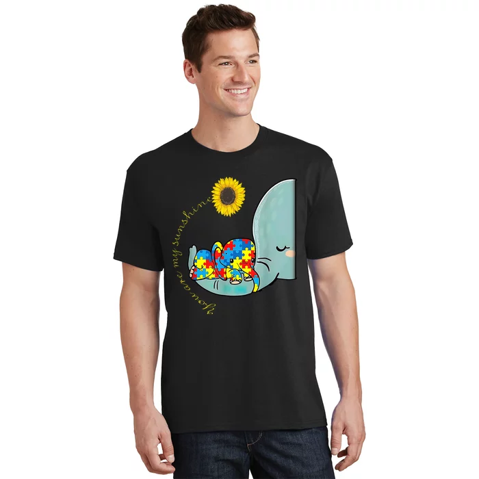 You Are My Sunshine Autism Awareness Sunflower Elephant Mom Cute T-Shirt