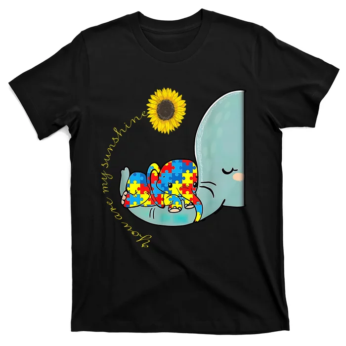 You Are My Sunshine Autism Awareness Sunflower Elephant Mom Cute T-Shirt