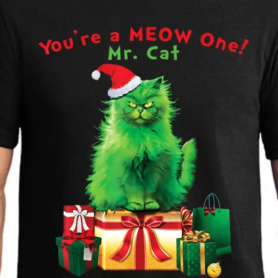 You're A Meow One Mr Cat Christmas Holiday Funny Cute Gift Pajama Set