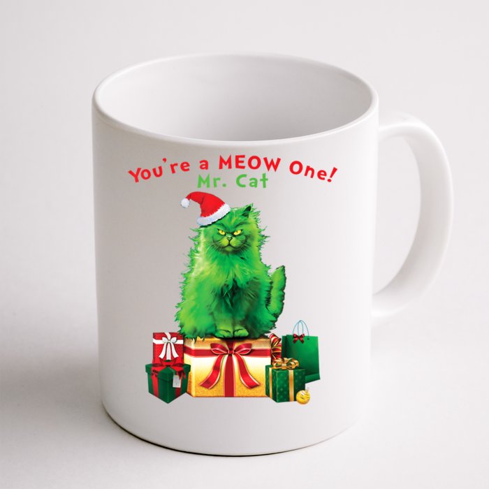 You're A Meow One Mr Cat Christmas Holiday Funny Cute Gift Front & Back Coffee Mug