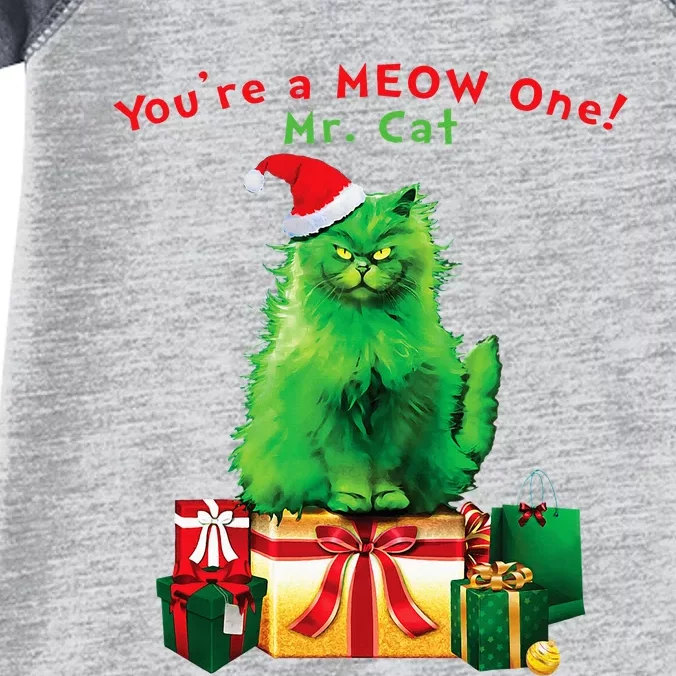 YouRe A Meow One Mr. Cat Christmas Holiday Funny Infant Baby Jersey Bodysuit