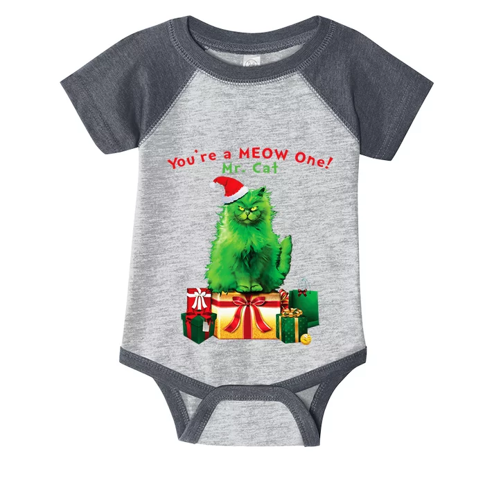 YouRe A Meow One Mr. Cat Christmas Holiday Funny Infant Baby Jersey Bodysuit