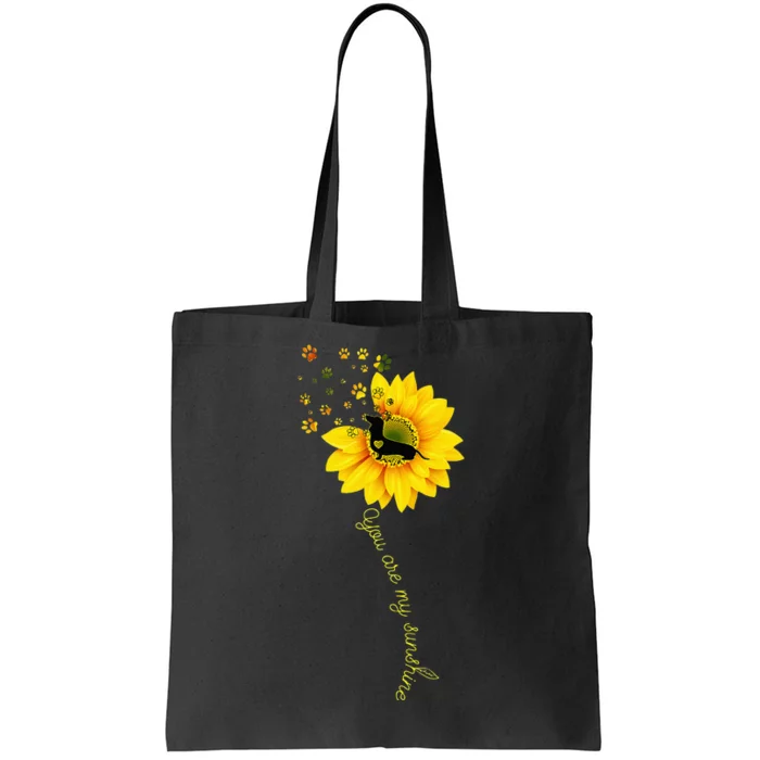 You Are My Sunshine Half Sunflower Dachshund Dog Funny Tote Bag