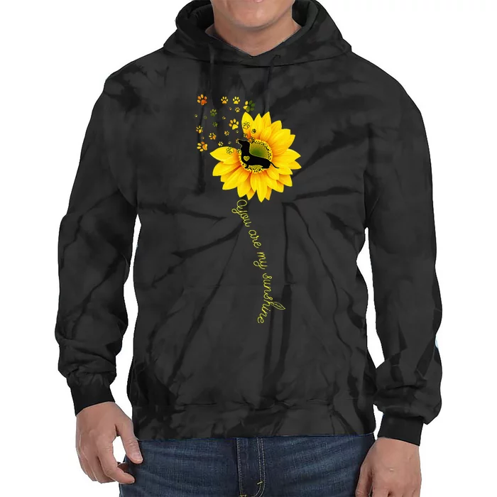 You Are My Sunshine Half Sunflower Dachshund Dog Funny Tie Dye Hoodie