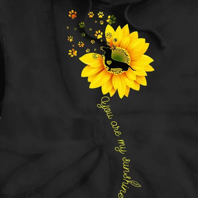 You Are My Sunshine Half Sunflower Dachshund Dog Funny Tie Dye Hoodie