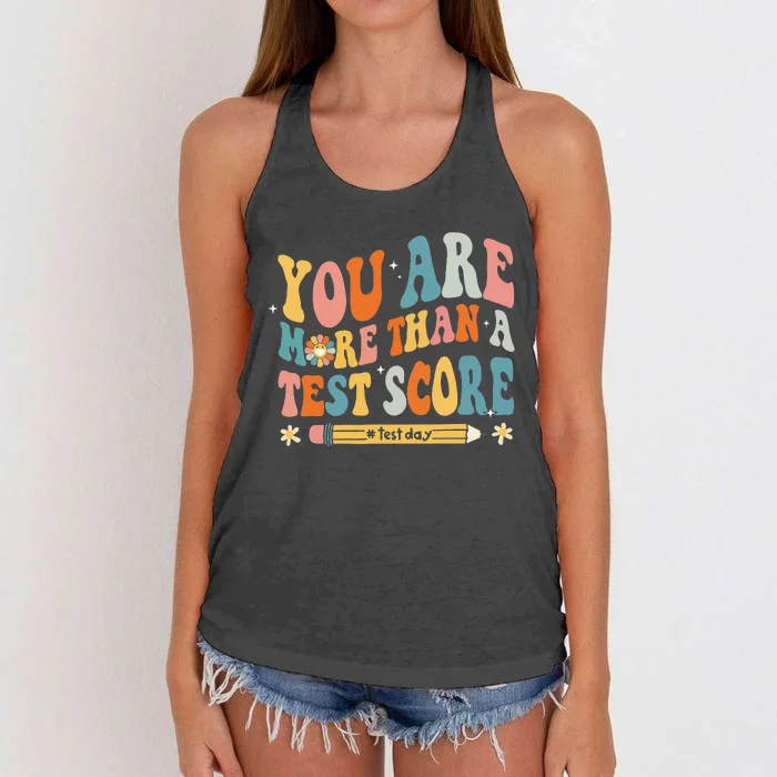 You Are More Than A Test Score Test Day Teacher Women's Knotted Racerback Tank