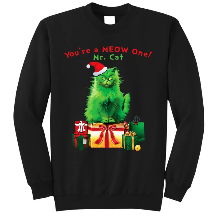 YouRe A Meow One Mr. Cat Christmas Holiday Tall Sweatshirt