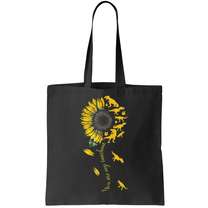 You Are My Sunshine Dinosaur T Rex Sunflower Tote Bag