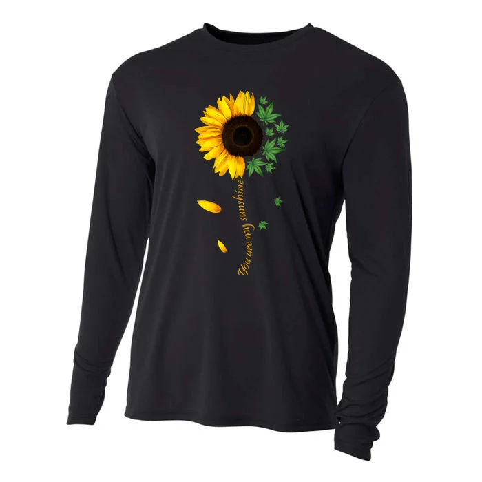 You Are My Sunshine Weed Sunflower Women Marijuana 420 Smoker Cooling Performance Long Sleeve Crew