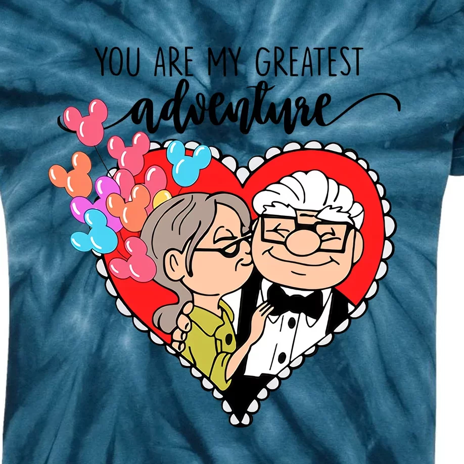 You Are My Greatest Adventure His Carl Her Ellie Happy Valentine's Day Kids Tie-Dye T-Shirt